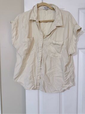 Velvet Heart Cream Short Sleeve Button-Front Pocket Shirt